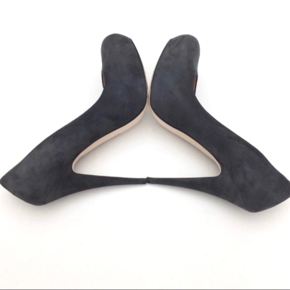 Miu Miu Suede Platform Pumps Heel In Charcoal Gray - image 7